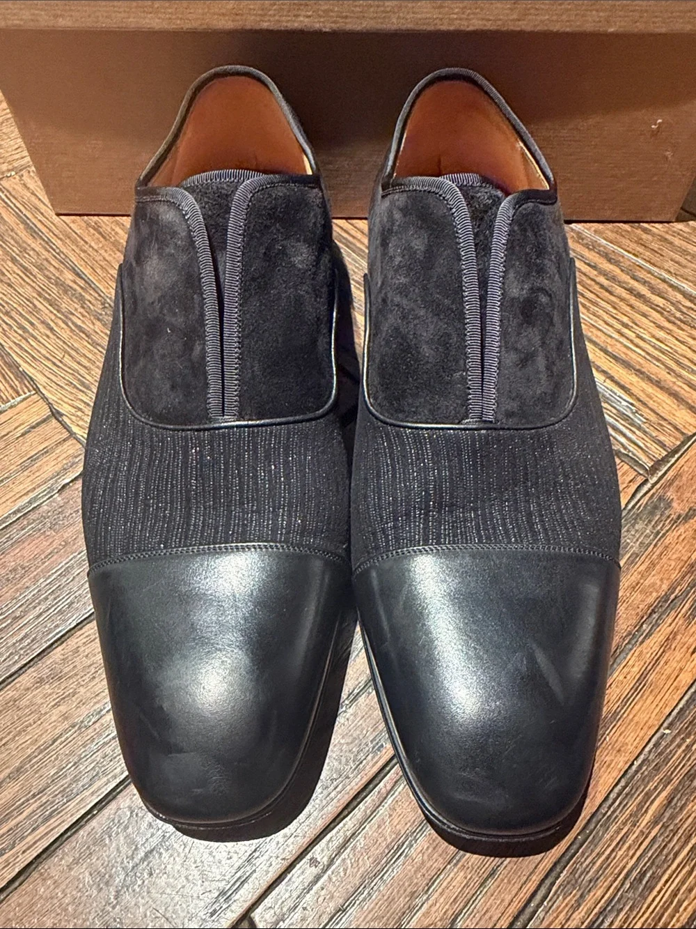 Men's Louboutin Black Leather & Suede Cap-Toe Dress Shoes